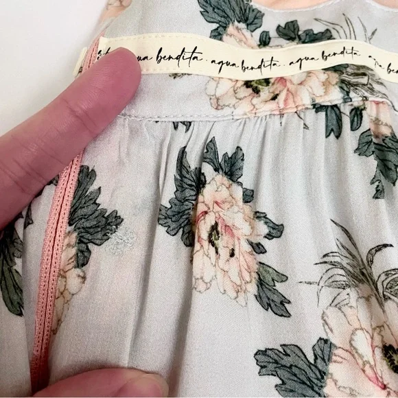 Agua Bendita Helina Zola Floral Maxi Sleeveless Tiered Empire Waist Floral Dress
